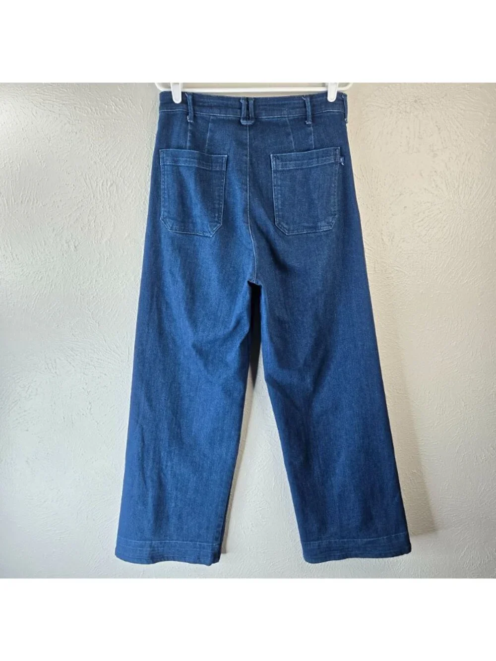 Pilcro Wide Leg Jeans Sz 30 High Waisted Minimalist Relaxed Dark Blue Wash Denim